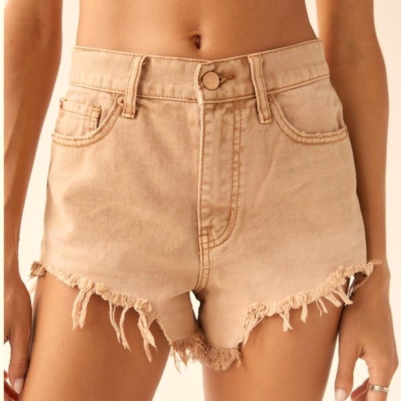 Urban Outfitters BDG High Rise Cheeky Short in Light Sand 24 - Picture 1 of 8